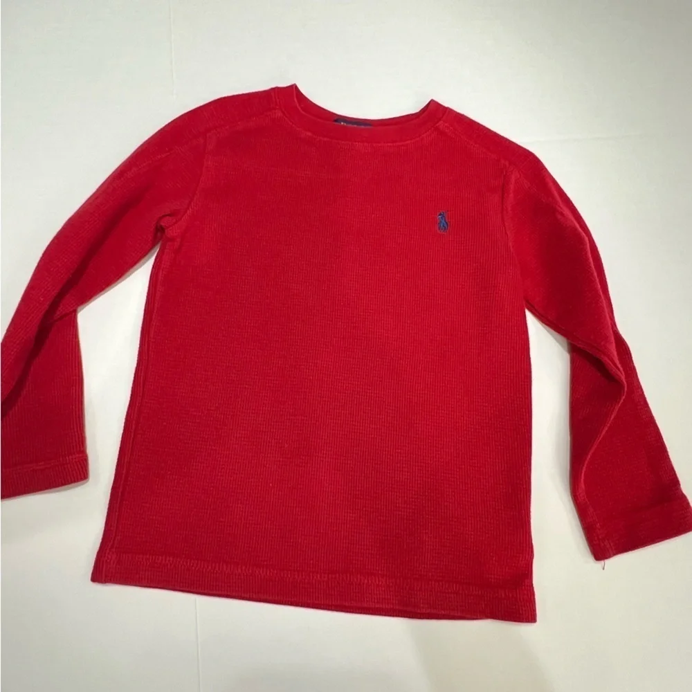 Ralph Lauren Red Long Sleeve Tee Casual Crew Neck